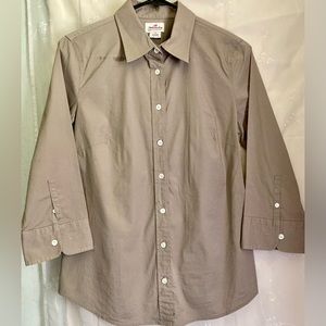 J Crew Haberdashery Women’s Size Medium Soft Sand 3/4 Sleeve Button Up
